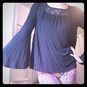 Black long bell sleeve